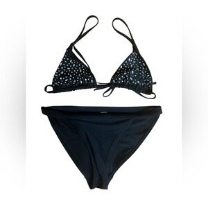 Black Bedazzled Rhinestone Bikini Set